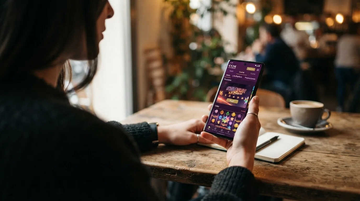 Pantalla de un móvil mostrando la aplicación de Casino Gran Madrid con el lobby de juegos abierto