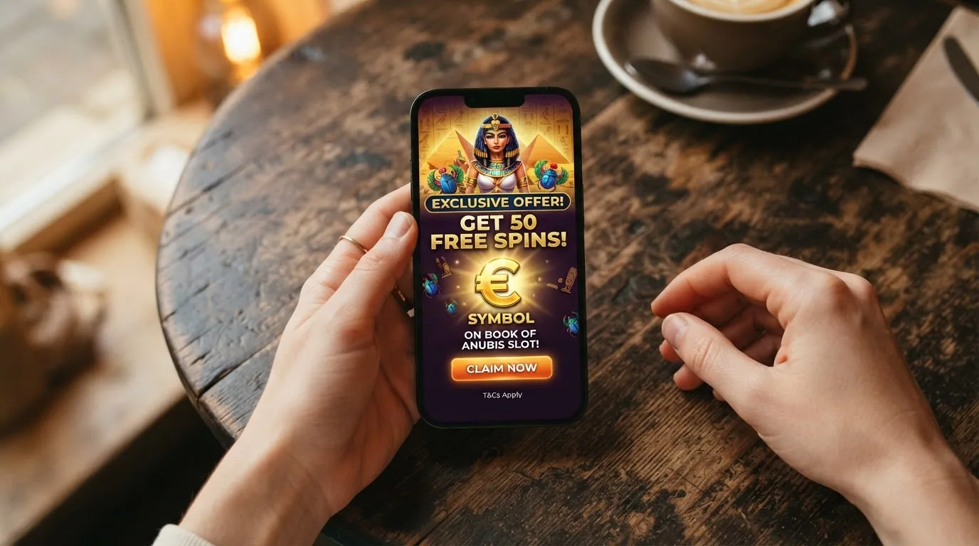 Pantalla promocional de un casino español con oferta de giros gratis vinculados a la tragaperras Book of Dead