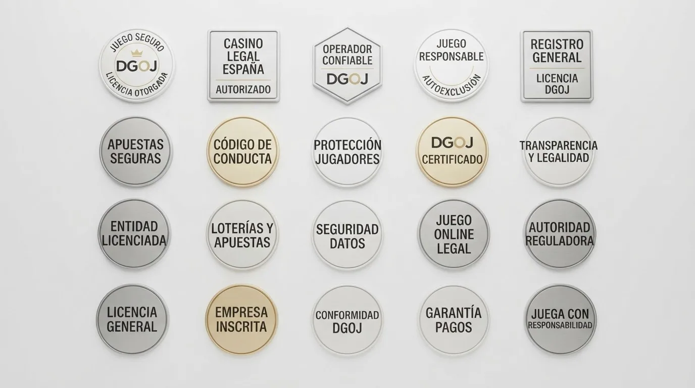 Collage con los logotipos oficiales de los principales casinos con licencia DGOJ ordenados en una cuadrícula sobre fondo blanco
