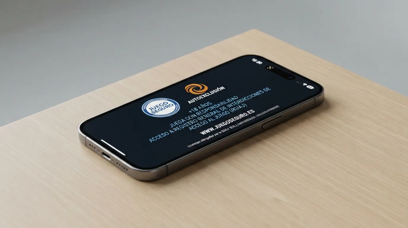 Captura de un iPhone mostrando el pie de página de un casino online español con el sello DGOJ y el dominio .es visibles