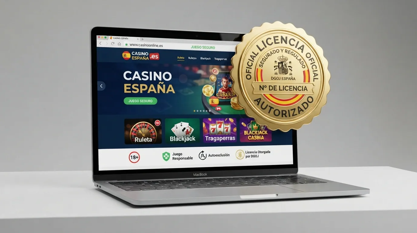 Sello oficial de la DGOJ junto al texto «juego seguro» en la web de un casino con dominio .es