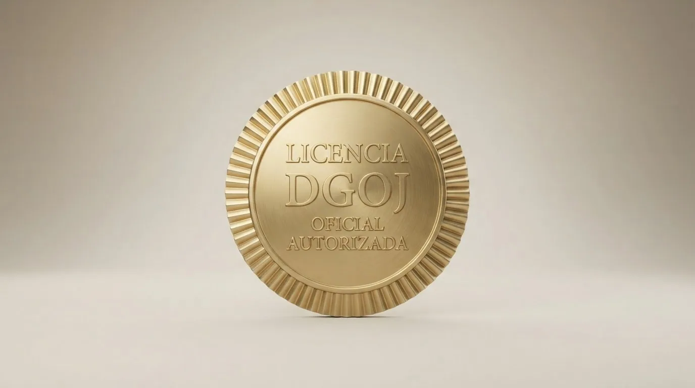 Sello o certificado de licencia DGOJ con el código de licencia singular de Póquer visible sobre la interfaz de un operador regulado