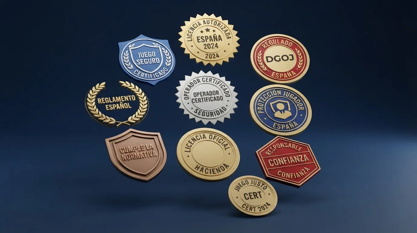 Composición con los logotipos de los diez operadores analizados junto al sello de juego autorizado de la DGOJ
