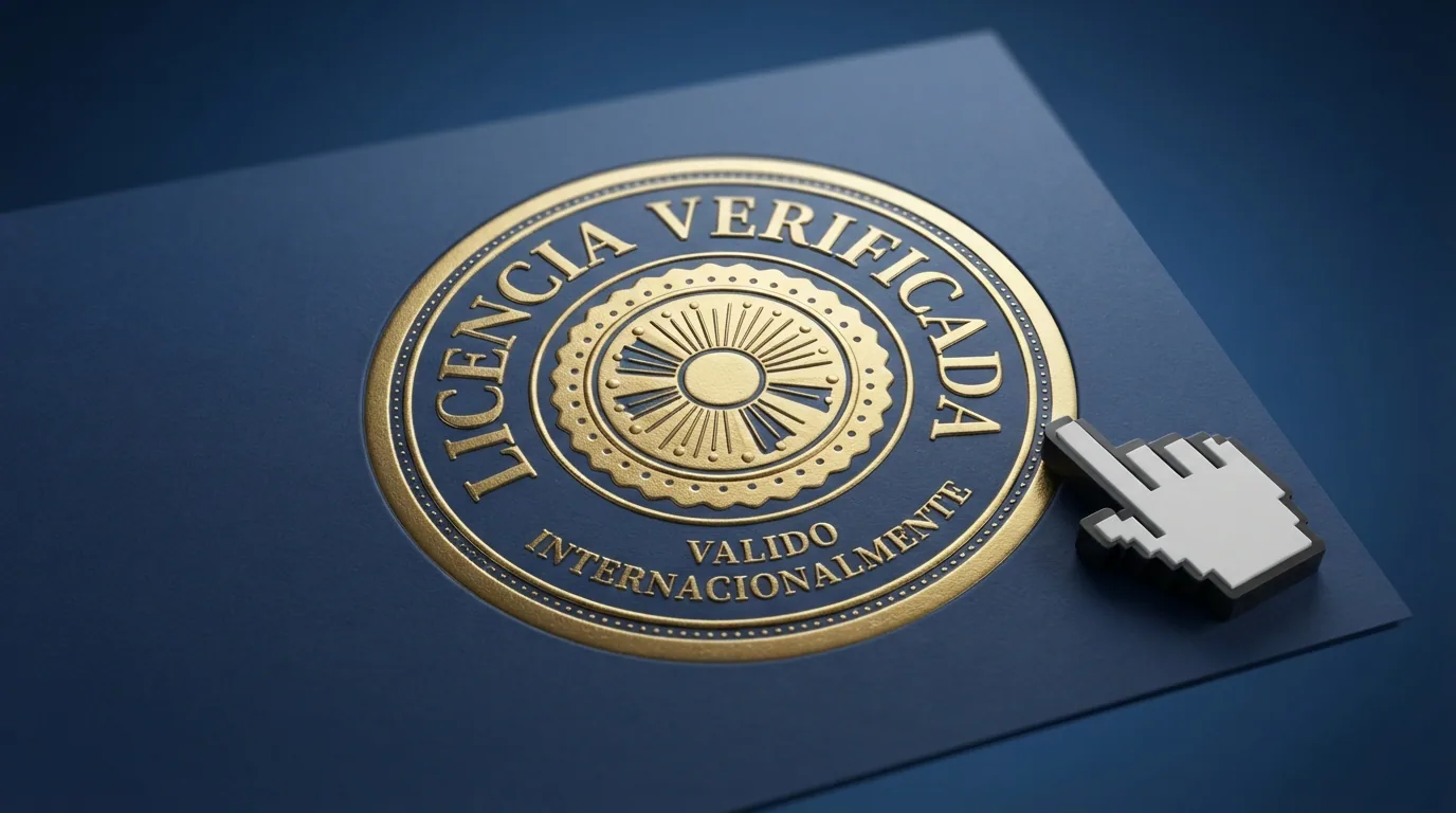 Captura del registro público de licenciatarios de la MGA con el sello dinámico que enlaza desde la web de un operador autorizado