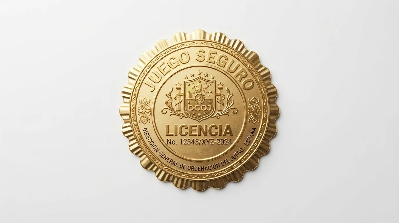 Primer plano del logotipo oficial Juego Seguro de la DGOJ sobre un fondo blanco, junto al texto «ordenacionjuego.es»